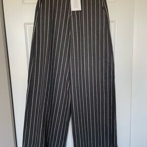 Wide Leg Pinstripe Trousers and Button down vest- Black with White Stripes